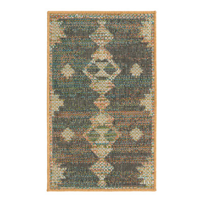 Barnesville Geometric Machine Made Power Loom Polypropylene Indoor / Outdoor Area Rug in Multi/Blue/Brown/Orange/Green