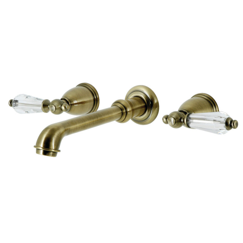 Kingston Brass Wilshire Two-Handle 3-Hole Wall Mount Bathroom Faucet, Antique Brass