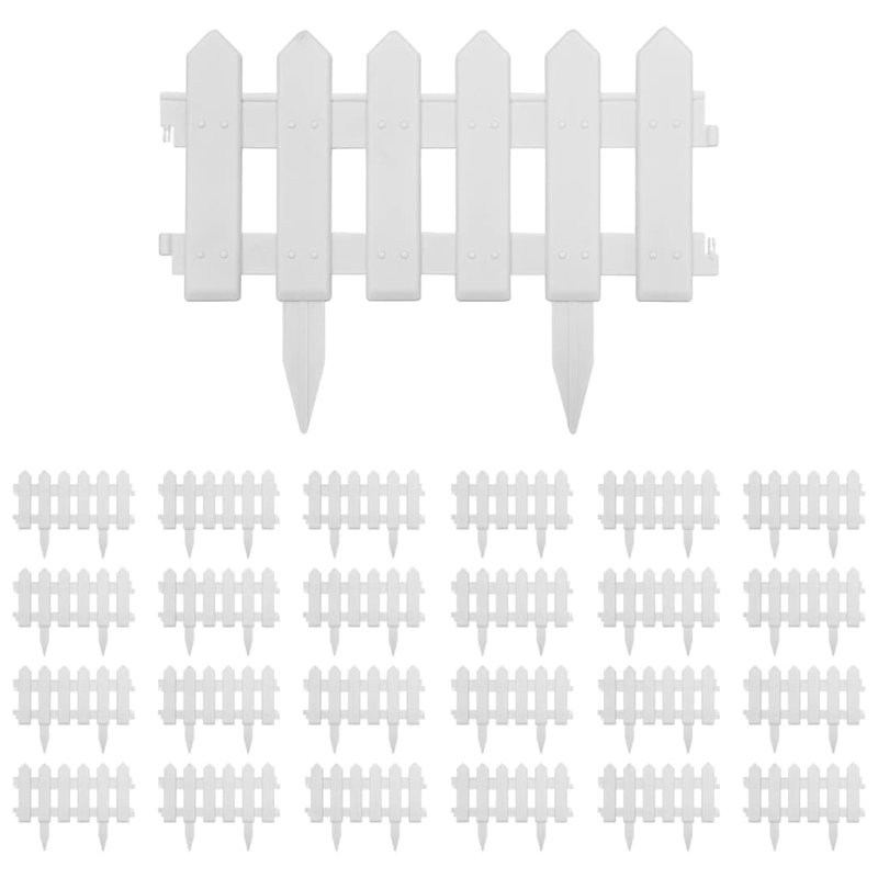 Bordures de jardin vidaXL 25 pièces, blanc, 393,7 po PP, Blanc