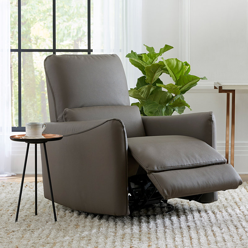Fauteuil inclinable électrique pivotant en cuir Mikkel, Similicuir gris anthracite