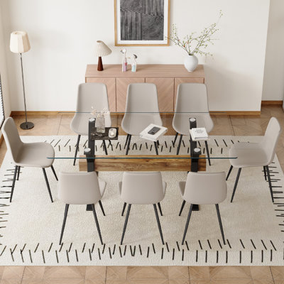 9-Piece Glass Top Dining Table Sets