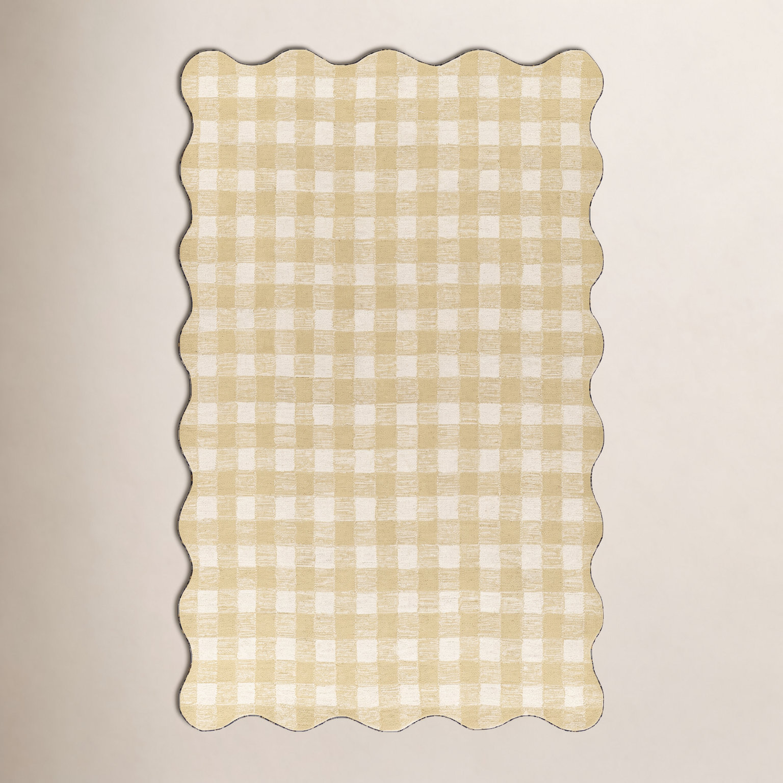 Lola Yellow Hand-Tufted Plaid Wool Rug, Rectangle 7'10" x 9'10"