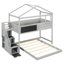 Lit superposé simple au-dessus d'un lit double gris avec capacité de rangement et escalier pratique-1092365973-1092365972