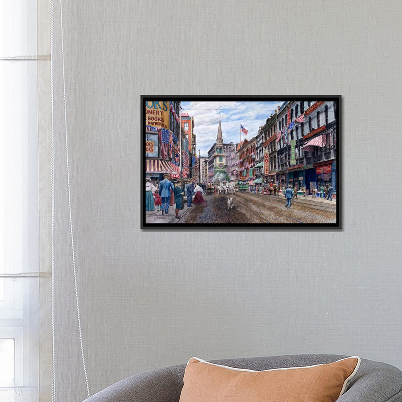 « boston » par reproduction d’art sur toile Stanton Manolakas, H 18 po x l 26 po x P 1,5 po, Toile avec cadre noir