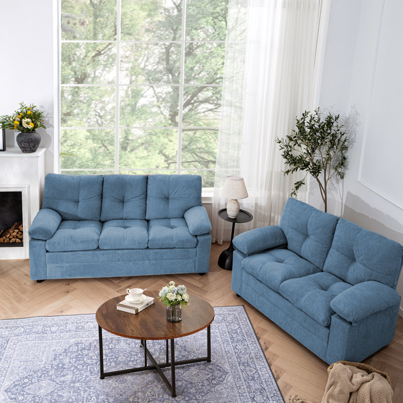 Ensemble de salon moderne 2 pièces, Bleu
