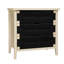 Buffet à 3 tiroirs en corde tissée à la main avec tablettes réglables pour la cuisine, style moderne, ton principal naturel, panneau de particules + matériau, armoire de rangement avec protection supérieure imperméable et tiroirs