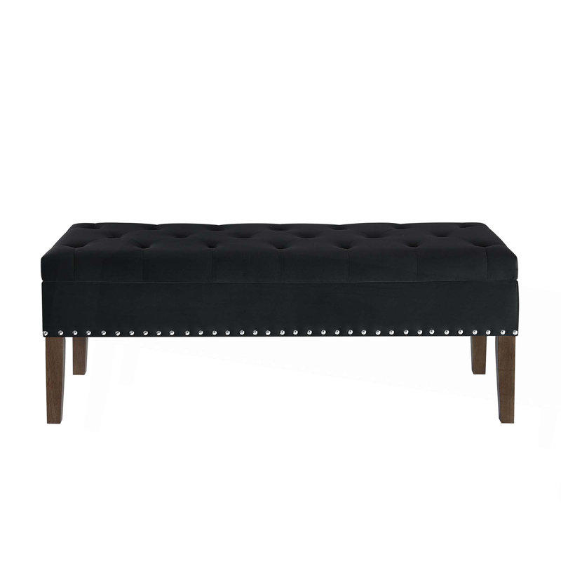 Tufted Bench With Storage, Black