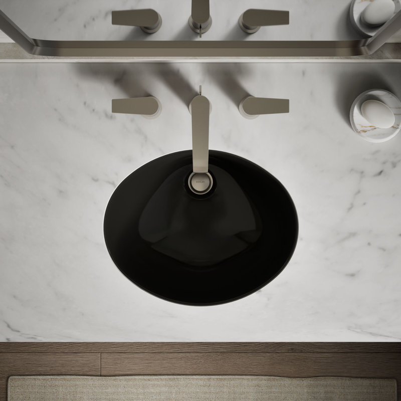 Caxton® Ceramic Oval Undermount Bathroom Sink with Overflow, Almond