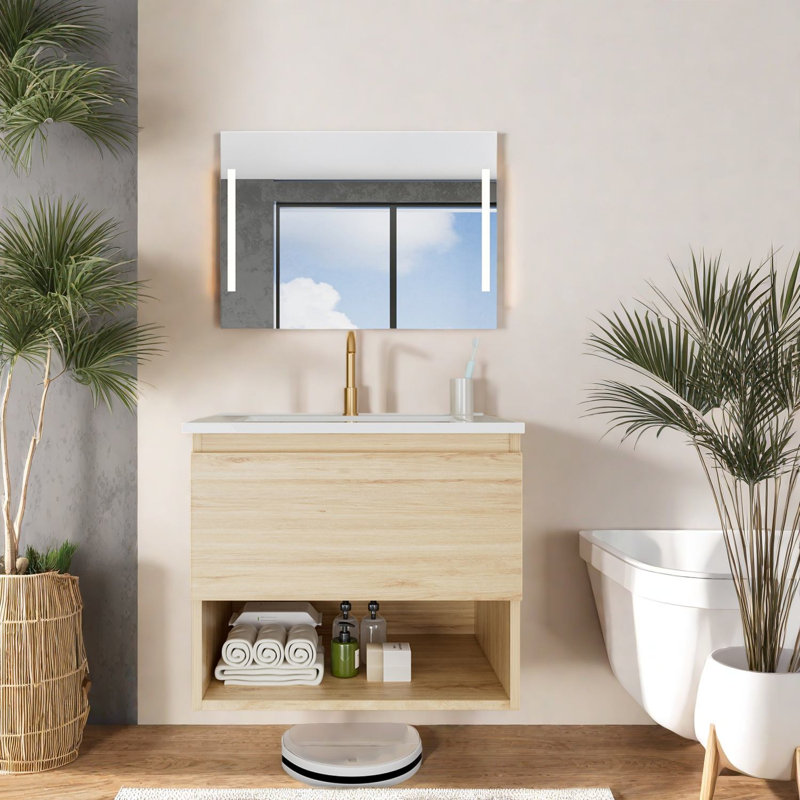 Meuble-lavabo moderne en chêne