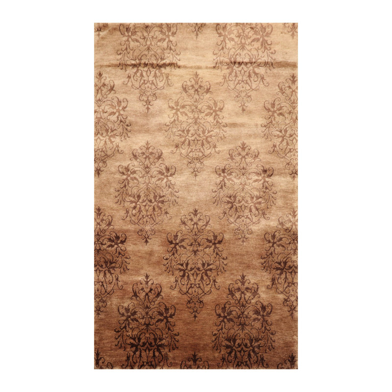 Tapis brun clair en laine noué à la main Abrahm