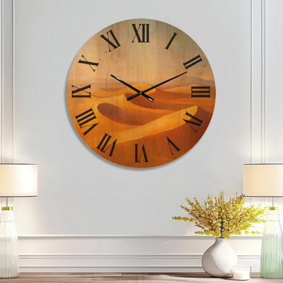 Horloge murale en bois massif Amber Dune Light - Style sud-ouest