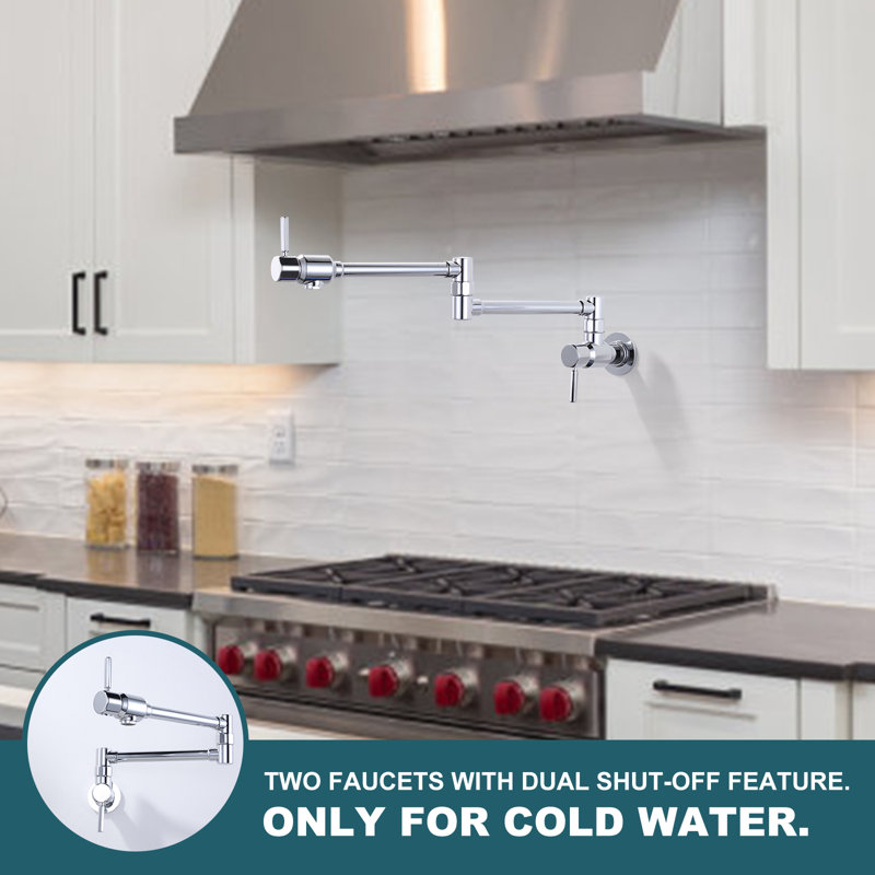 Wall Mounted Floding Pot Filler Kitchen Faucet, Chrome