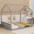 Wooden House Bed With Headboard-801188085