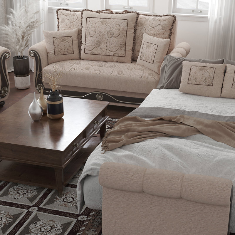 Causeuse convertible avec rangement PrimeNest Timeberline Collection, Beige, Noir
