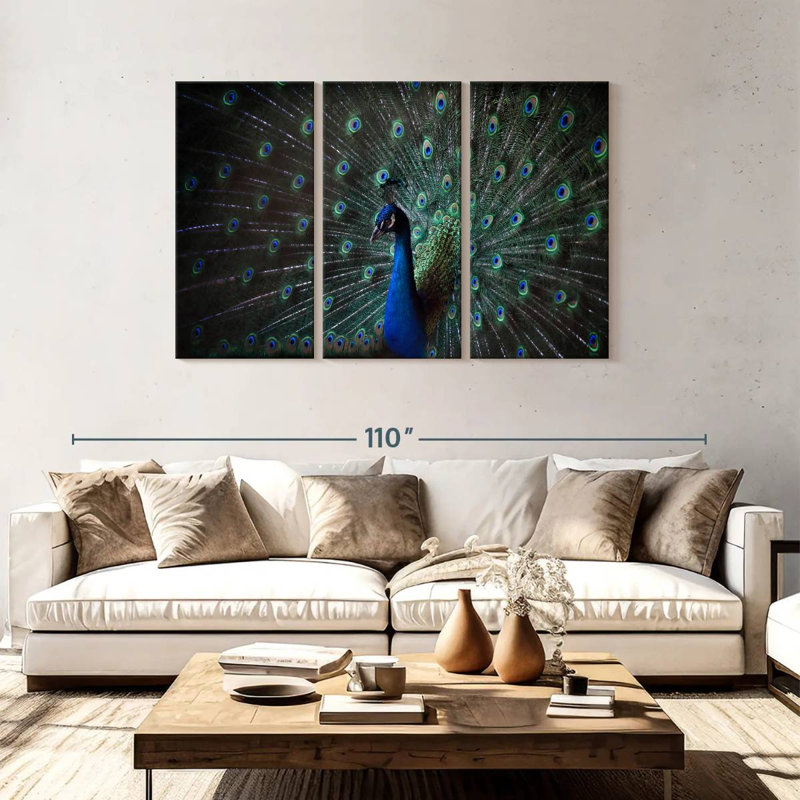 Brampt Noble Blue Peacock, 48" H x 74" W
