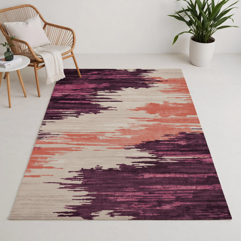 Watercolor Brown Indoor and Outdoor Area Rug, Rectangle 5' x 7'