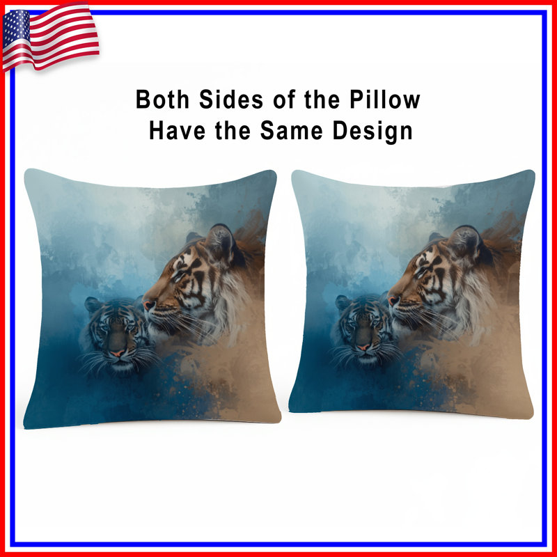 Coussins décoratifs Tigers In Abstract Art, 14 X 14 pouces