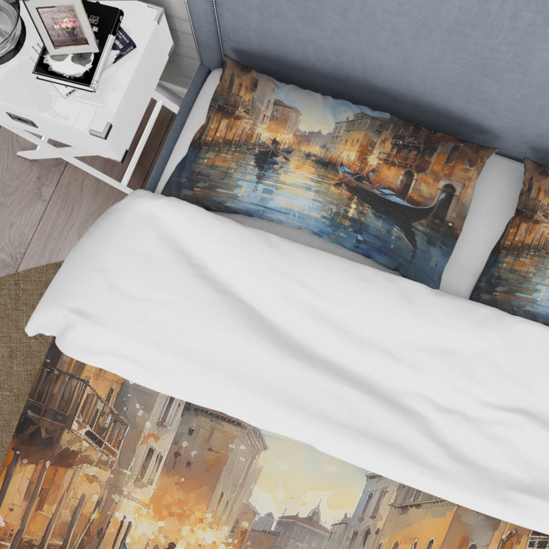 Ensemble de housse de couette en microfibre / polyester Italy Venetian Reflections I