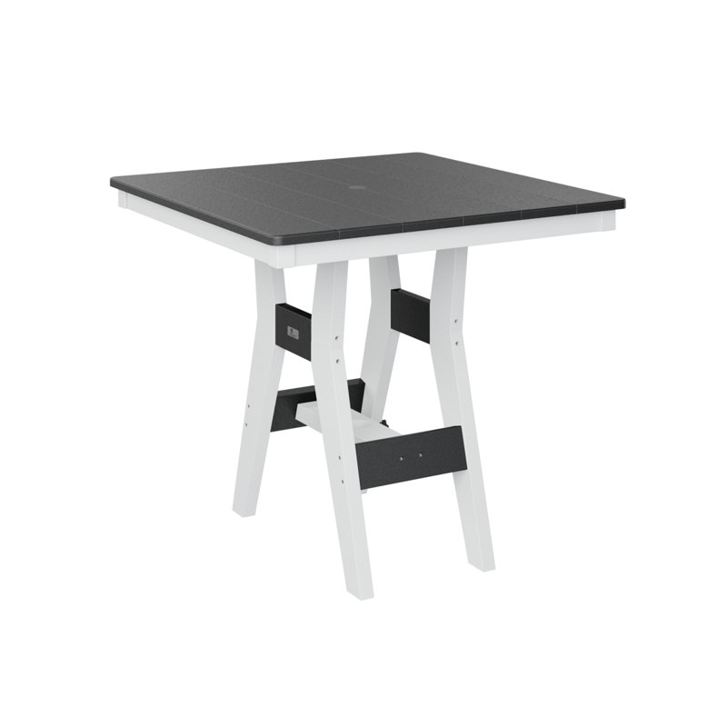Berlin Gardens Harbor Regular Top With White Base Square Bar Table, Black, 30.37" H x 33" W x 33" D