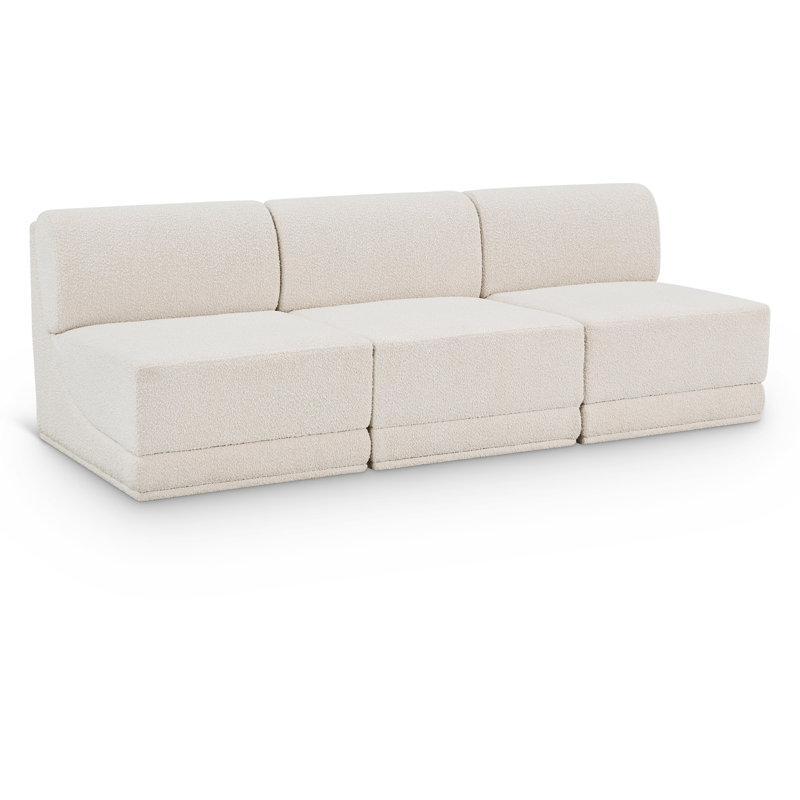 Canapé rembourré 90 "Ollie, Tissu crème bouclé