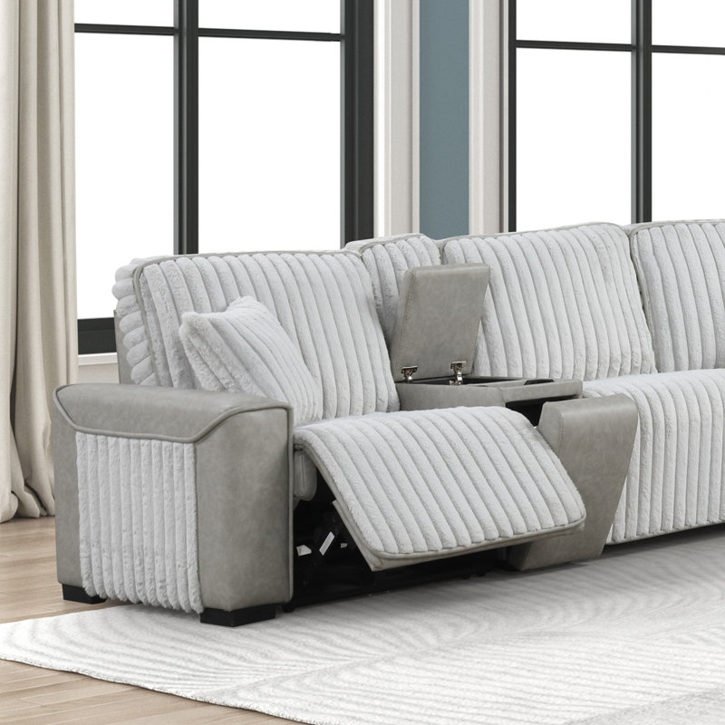 Canapé modulaire inclinable en velours côtelé Ramona