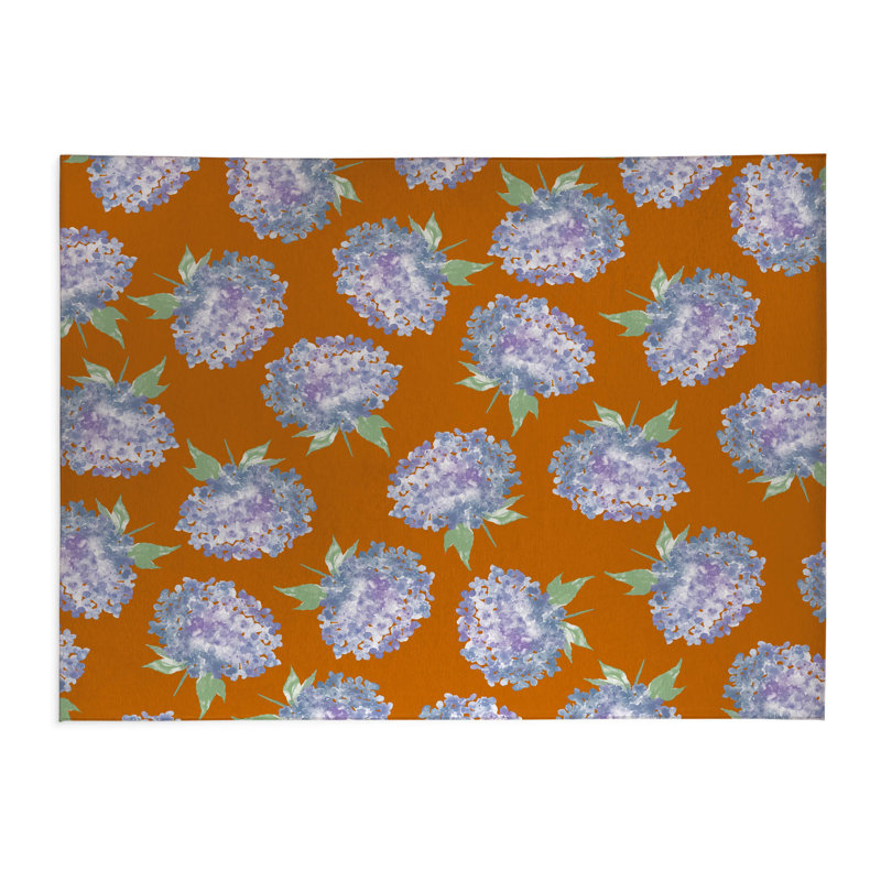 Hydrangea Love Decorative Outdoor Rug, Orange, Rectangle 2' x 3'