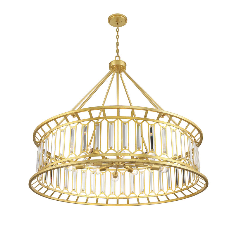 True Gold Crystal 10-Light Wagon Wheel Chandelier