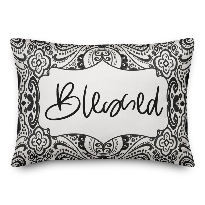 Paisley Outdoor Reversible Throw Pillow, Black