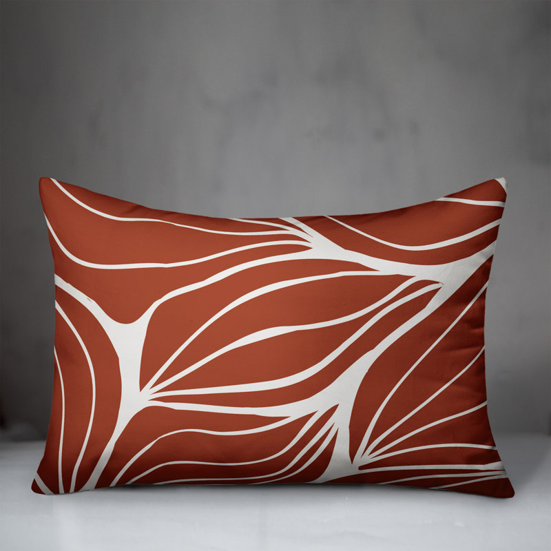 Housse et insert de coussin floral intérieur / extérieur , Orange / Rouge