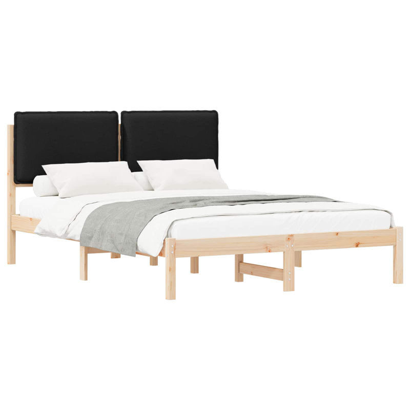 Solid Wood Bed Frame, European Double (140 x 190 cm), Natural/Black