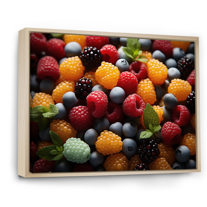 «Colorful Pop Art Candy and Fruit», reproduction d'art sur toile, H 12 po x l 20 po x P 1 po, Cadre naturel flottant
