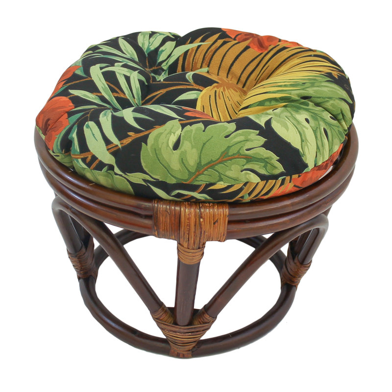 Outdoor 4'' Ottoman Seat Cushion, Black/Yellow
