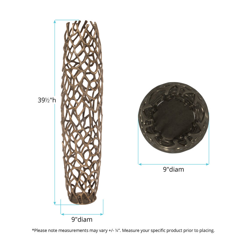 Fluker Aluminum Floor Vase, 41" H x 9" W x 9" D