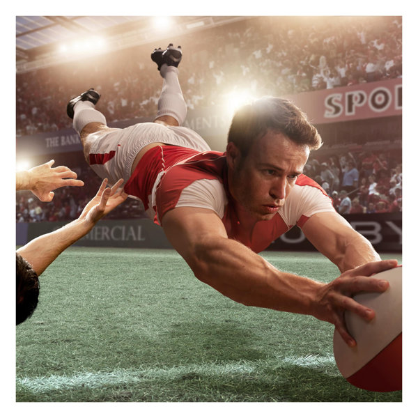 Welsh Rugby Mural East Urban Home Rugby Action 1.92m x 1.92m Textured Matte Peel & Stick ...