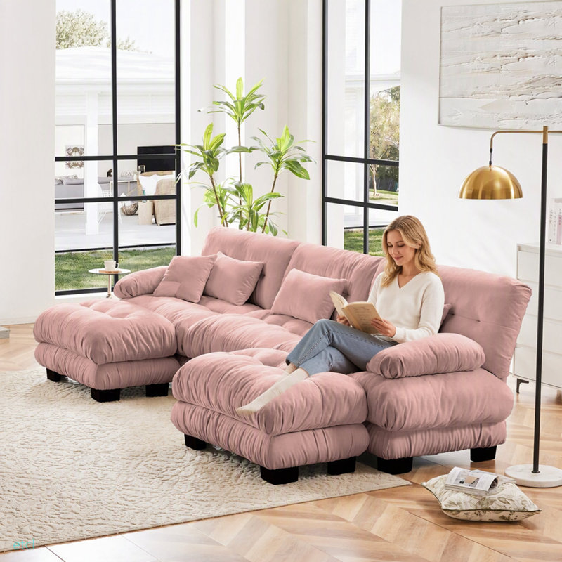 Canapé modulaire de luxe Luxury, Chenille rose