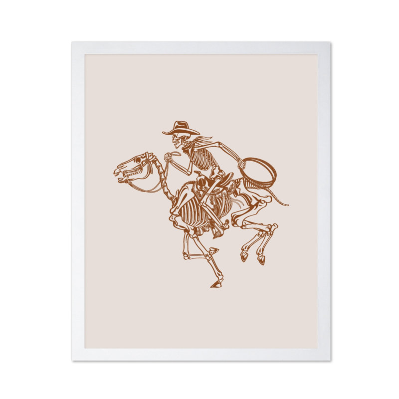 Cowboy squelette brun, Affiche, H 12 po x l 16 po, White Framed