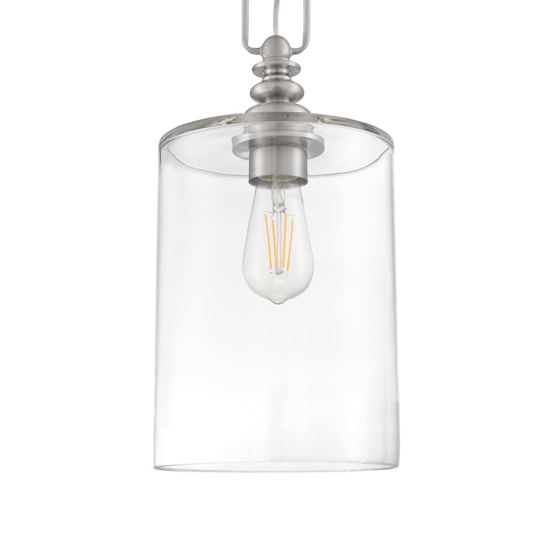 Luminaire à pot simple 1 lumières Uffington, Nickel poli brossé