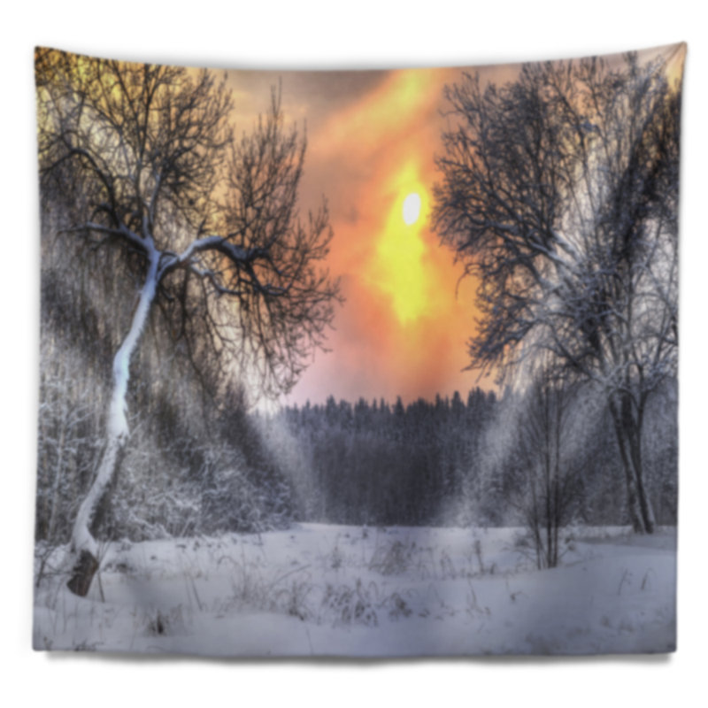 Paysage d'hiver avec tapisserie soleil, H 32 po x l 39 po