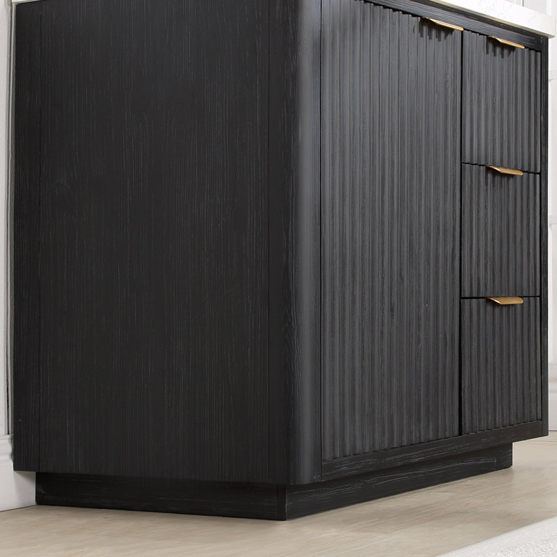 Ensemble de meuble-lavabo simple 36 po Adela, Noir, noir, noir, noir, Blanc / Blanc, Doré