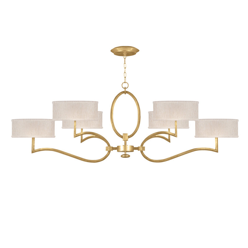 Lustre oblong de 63 po Allegretto, Doré, Beige
