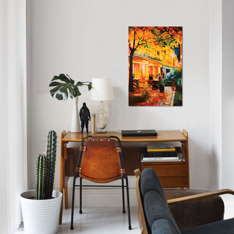 « corner cafe », reproduction sur toile, H 12 po x l 8 po x P 0,75 po, Toile tendue, Pas de tapis