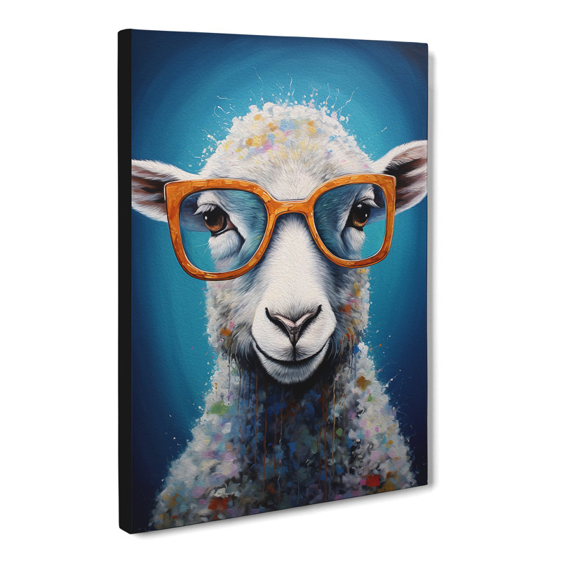 Sheep With Glasses - No Frame Print, 60cm H x 40cm W x 3cm D