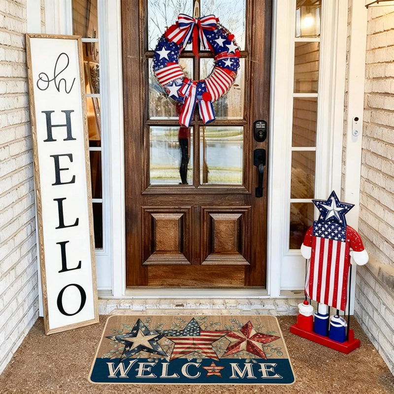Paillasson Patriotic Stars Welcome, L 17 po x L 29 po