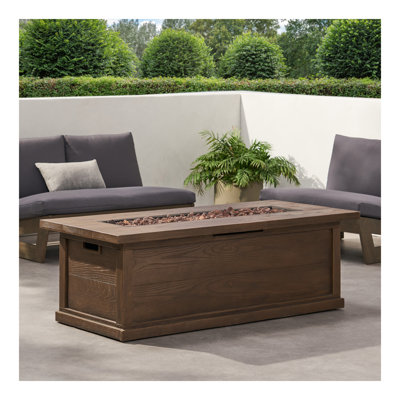 Foyer d'extérieur au propane en béton 56 po BTU 56 po, motif bois (couvercle de réservoir non inclus)