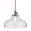 Suspension cloche en laiton naturel à une lumière avec abat-jour en verre clair bullé-1461560189