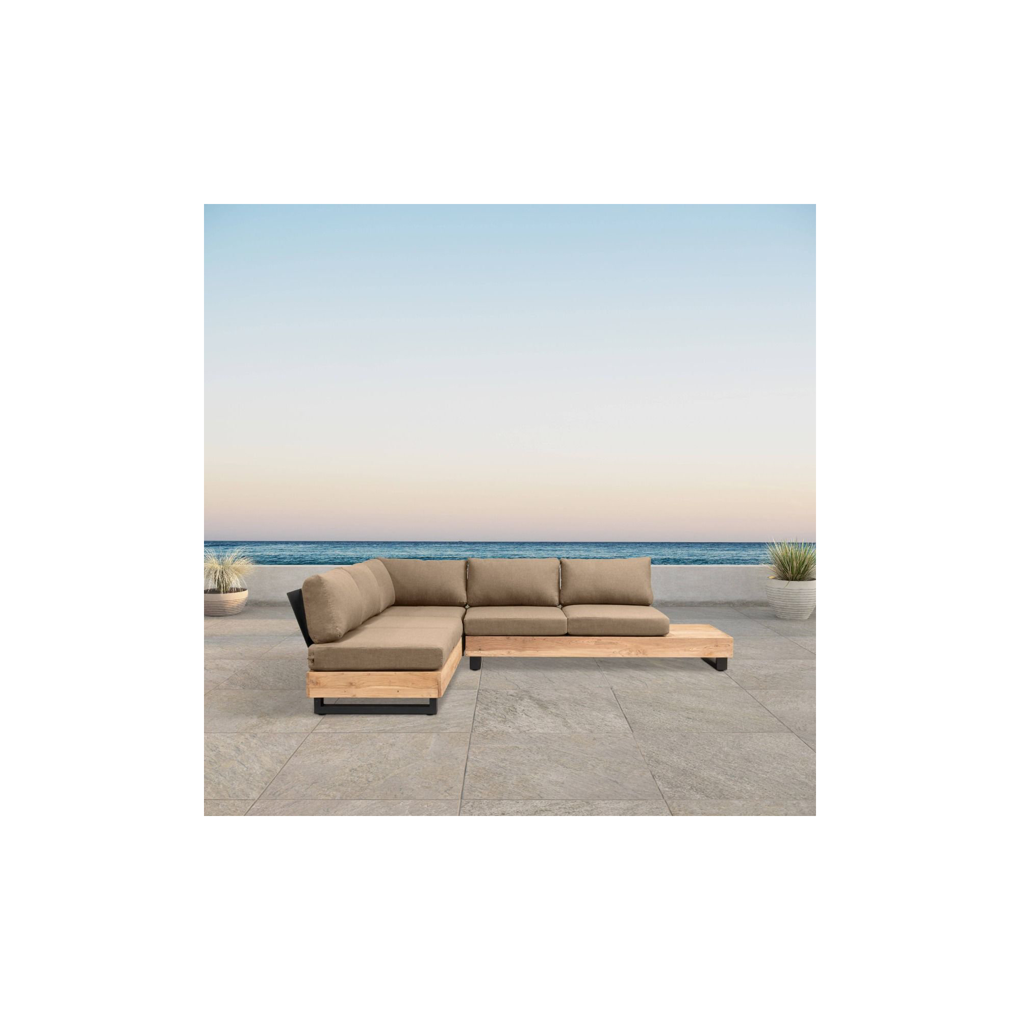 Combes 5 - Person Modular Patio Conversation Set with Sunbrella® Cushions, Canvas Heather Beige Sunbrella® Canvas