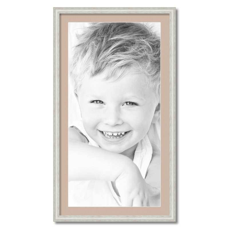 Cadre pour photo simple 18 po x 36 po en bois mat brun, Gris / beige