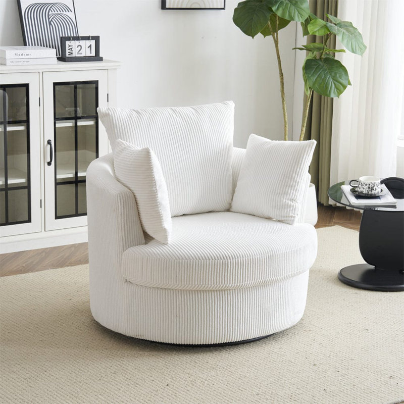 Advita Upholstered Swivel Armchair, White
