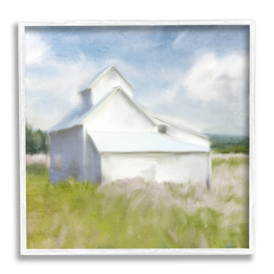 " Beautiful White Farmhouse Cottage Countryside Grassland " by Kim Allen