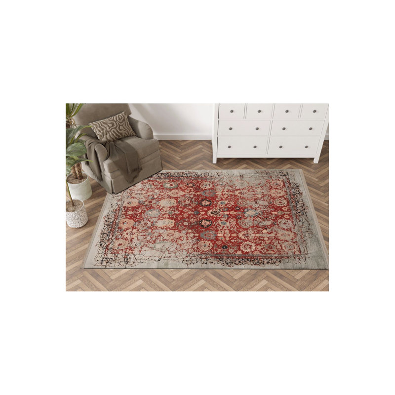 Tapis décoratif rétro bourgogne à motif abstrait traditionnel, Tapis de couloir 3 pi 3 po x 6 pi 7 po